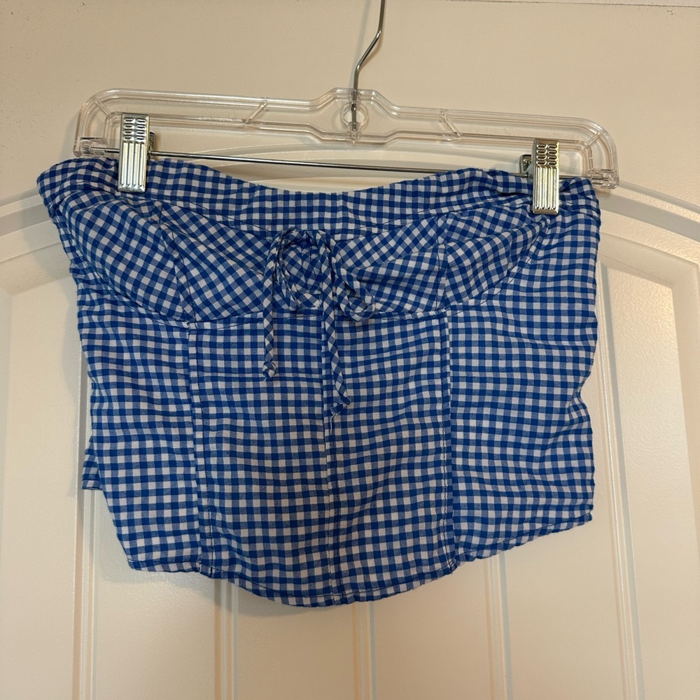 Blue Gingham Crop Top